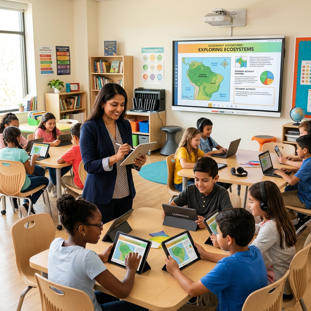 Modern classroom with technology-enabled learning